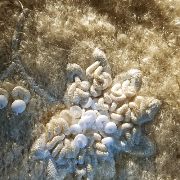 Vintage Mohair Embellished Sweater - I. Magnin - cream, size M-L - Picture 4 of 4